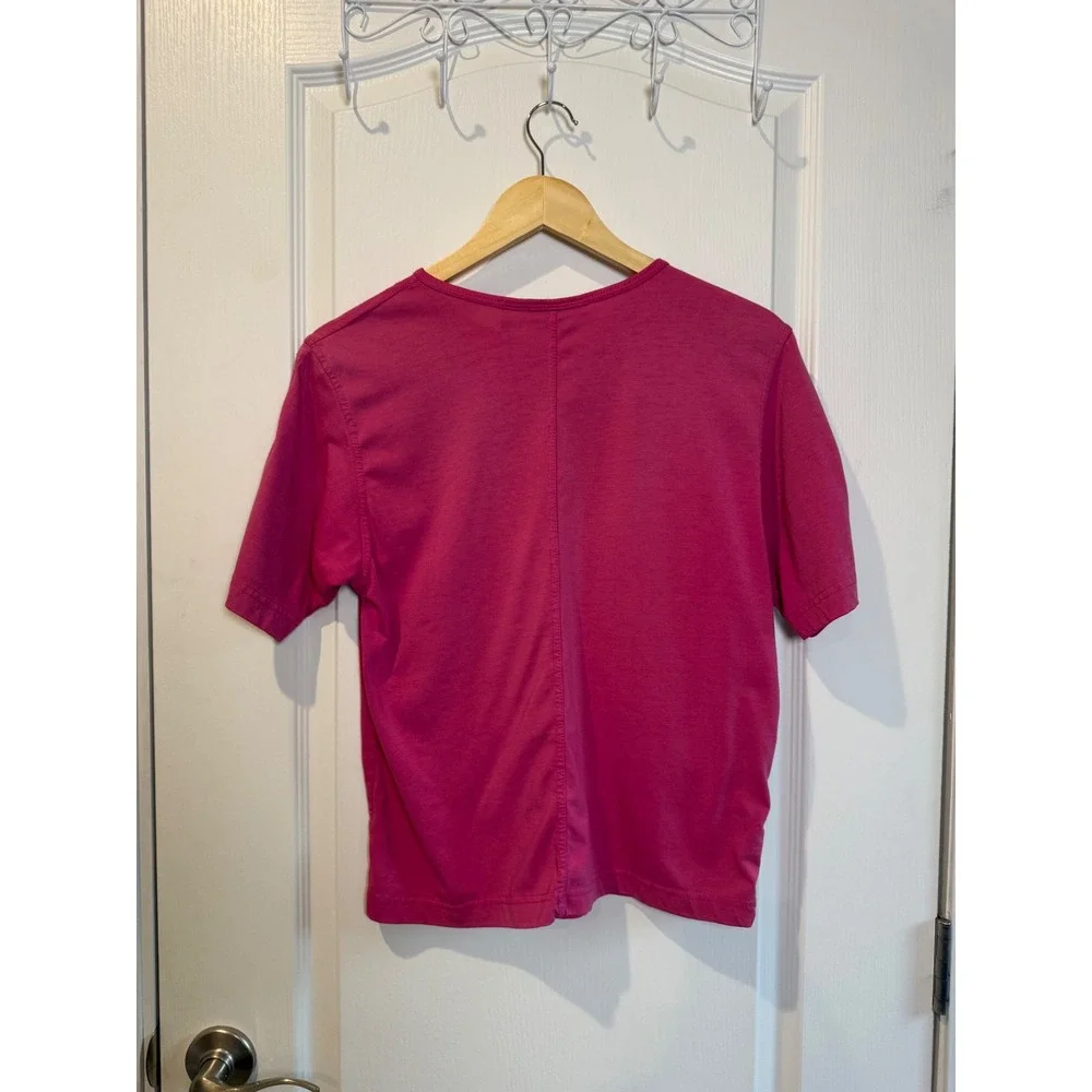Autograph Pink Pocket Tee Women's Small Embroidered Y2K Cottagecore Top Vintage